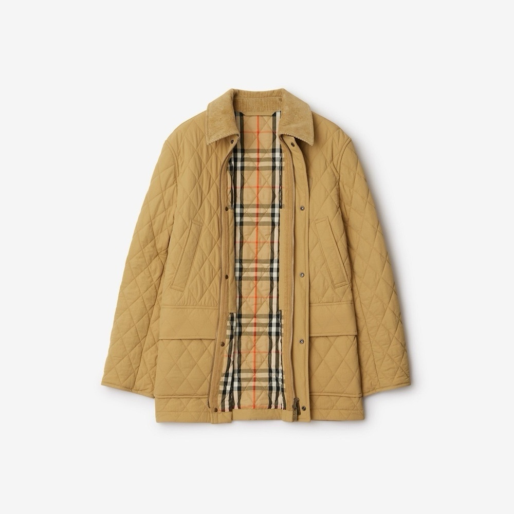 NEW Burberry Women’s Quilted Nylon Barn Jacket in Flax Sand Designer Size XS - Picture 13 of 14